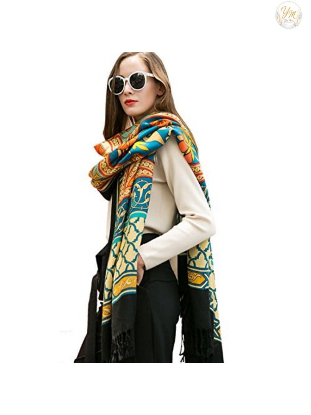 100% Merino Wool Extra Large Pashmina Shawl Wrap Oversized Travel Blanket
